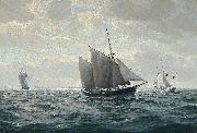 Christian-Bernard Rode Marine med sejlskibe oil painting